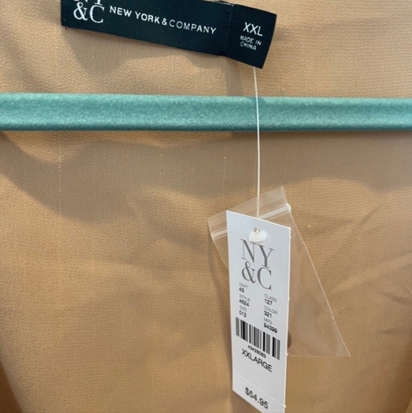 WOMENS BLOUSE ~NY&C~TAN GLITTERY WRAP~LONG SLEEVE BLOUSE~ XXL~NWT - Picture 5 of 8